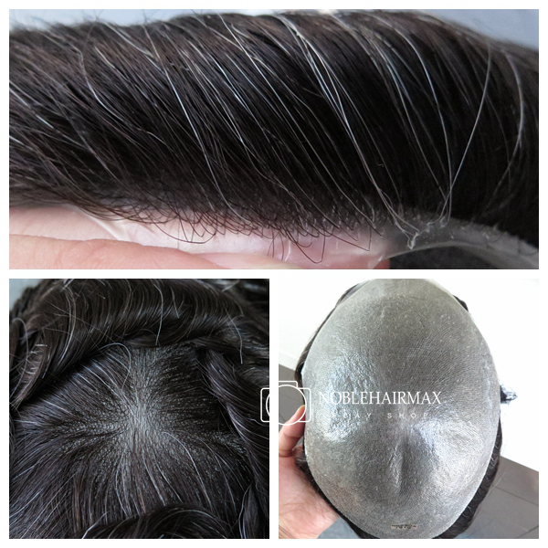 Natural Mens Hair Replacement System Hairpieces Super Thin Skin